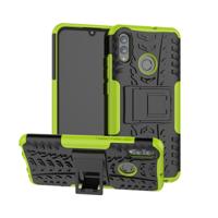 Tire Texture TPU + PC schokbestendig geval voor Huawei Honor 10 Lite/P Smart (2019) met houder (groen)