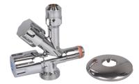 Kirchhoff Haakse-apparaataansluiting, chroom, 3/8"ET x 3/4"ET x 3/8"ET x 10 mmQ, met terugslagklep, zelfdichtend - 98629500