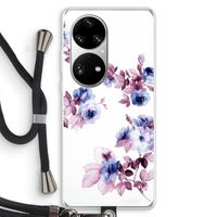 Waterverf bloemen: Huawei P50 Pro Transparant Hoesje met koord