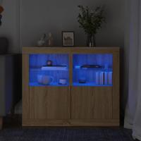 Bijzetkastjes met LED 2 st bewerkt hout sonoma eikenkleurig - thumbnail