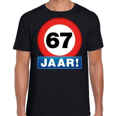 67 jaar geworden - Stopbord - verjaardag t-shirt - zwart - heren - Happy Birthday - kleding