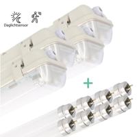 4 PACK - LED's Light LED TL Armatuur licht balk met sensor - incl Dubbele buis 2x14W 120cm 4000K Bewegingssensor en nachtsensor - Waterdicht - 150lm/w
