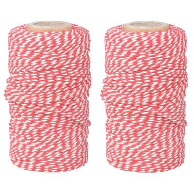 2x Rood/wit keuken bindtouw 100 meter