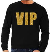 Glitter and Glamour party - VIP tekst - sweater - gouden glitter letters - Zwart - Heren