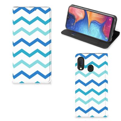 Samsung Galaxy A20e | Hoesje met Magneet | Zigzag Blauw