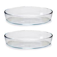 Ovenschaal van borosilicaat glas - 2x - ovaal - 2 Liter - 30,5 x 22 x 6 cm - thumbnail