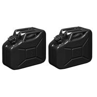 Jerrycan - Set van 2x stuks - metaal - 10L - zwart - geschikt voor benzine / diesel