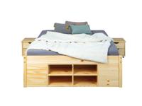 Inter Link Bedframe Claas of Till inclusief 2 nachtkastjes en lattenbodem (Natuur - Claas, 140 x 200 cm)