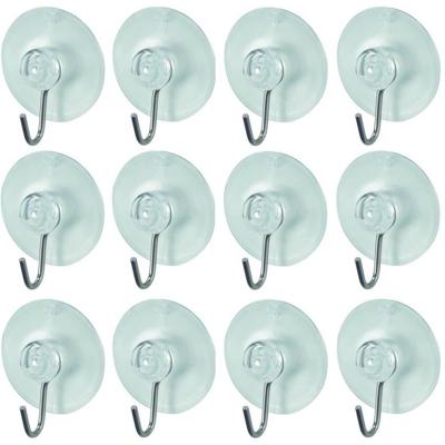 Ophanghaakjes met zuignap - 12x stuks - transparant - dia 3 cm