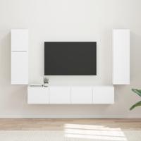 Tv-meubelset Wandgemonteerd 4 pcs Wit Bewerkt hout