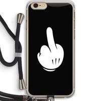 Middle finger black: iPhone 6 PLUS / 6S PLUS Transparant Hoesje met koord