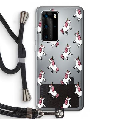 Eenhoorns overal: Huawei P40 Pro Transparant Hoesje met koord