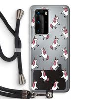 Eenhoorns overal: Huawei P40 Pro Transparant Hoesje met koord