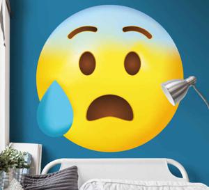 Wanddecoratie stickers Emoji met zweetdruppels