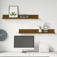 Wandkasten 2 st 80x11x9 cm massief grenenhout honingbruin - thumbnail