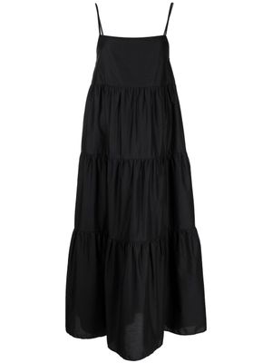 Matteau robe mi-longue à volants superposés - Noir