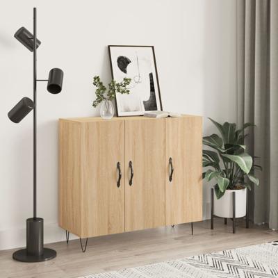 Dressoir 90x34x80 cm bewerkt hout sonoma eikenkleurig