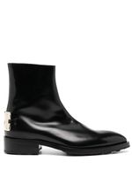 Jil Sander bottines en cuir à plaque logo - Noir