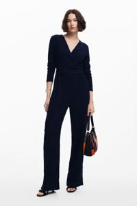 Vloeiende jumpsuit met riem - BLUE - S