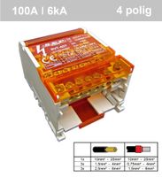 SEP 4 polig verdeelset 100A 4x 7 aansluitingen 500VAC/DC
