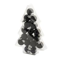 17x stuks kleine kunststof kerstballen zwart 3 cm mat/glans/glitter - Kerstbal - thumbnail
