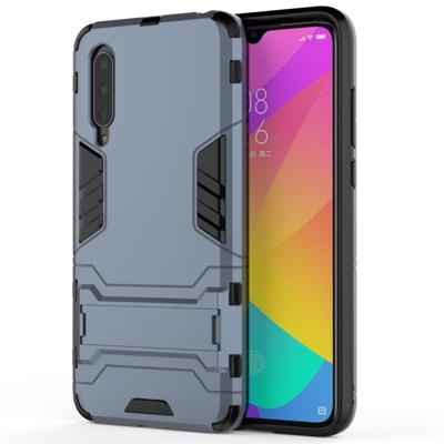 Voor Xiaomi mi CC9 shock proof PC + TPU beschermhoes met onzichtbare houder (marineblauw)