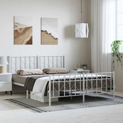 Bedframe met hoofd- en voeteneindemetaal wit 193x203 cm