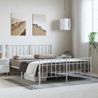 Bedframe met hoofd- en voeteneindemetaal wit 193x203 cm