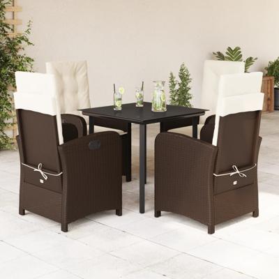 5-delige Tuinset met kussens poly rattan bruin