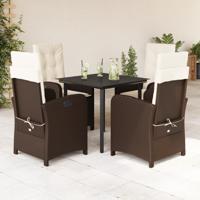 5-delige Tuinset met kussens poly rattan bruin