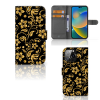 iPhone 14 Pro Max Hoesje Gouden Bloemen