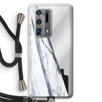 Gestreepte marmer: Huawei P40 Pro Plus Transparant Hoesje met koord