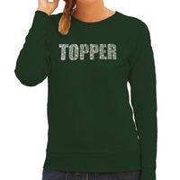 Glitter foute trui groen Topper rhinestones steentjes voor dames - Glitter sweater/ outfit - thumbnail