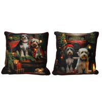 LED Kerst kussen honden 2xAA 40x40cm