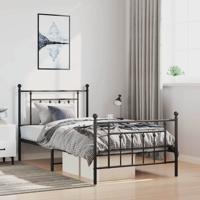 Bedframe met hoofd- en voeteneinde metaal zwart 100x190 cm