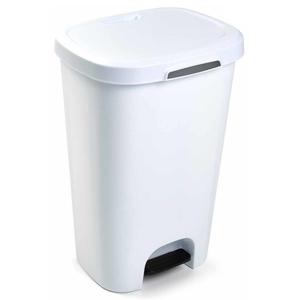 PlasticForte Pedaalemmer - wit - 50 liter - kunststof - prullenbak - 41x36x63,5 cm