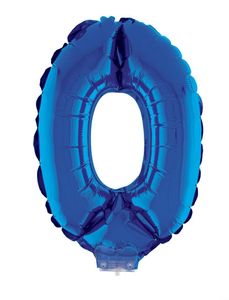 Folieballon Klein Cijfer &apos;0&apos; Blauw Met Stokje (41cm)