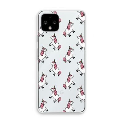 Eenhoorns overal: Pixel 4 Transparant Hoesje