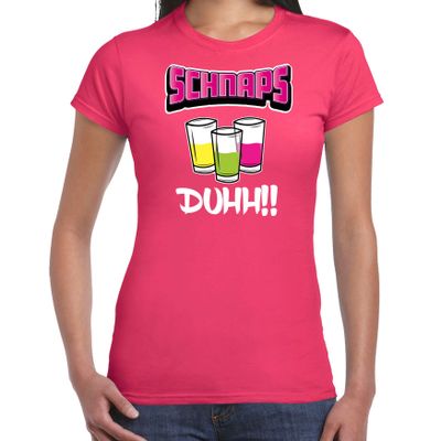 Apres ski t-shirt voor dames - schnaps - roze - apres ski/wintersport - skien