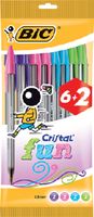 Balpen Bic Cristal assorti medium Fun pouch ÃƒÆ' 6+2 gratis - thumbnail