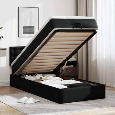 Ottomaanse bed met matras 100x200cm kunstleer zwart