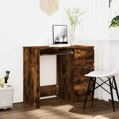 Bureau 90x45x76 cm bewerkt hout gerookt eikenkleurig