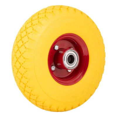 Sr bolderkar wiel massief geel anti lek 300x4 260x85 rode stalen velg