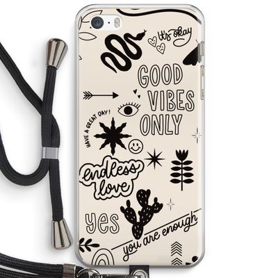 Good vibes: iPhone 5 / 5S / SE Transparant Hoesje met koord