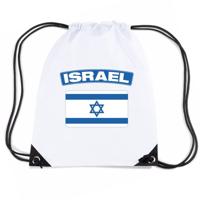 Israel supporters nylon rugzak - wit - met Israelische vlag