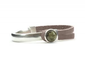 Qoss Taupe Armband Gwen Mosgroene Bol - Maat S