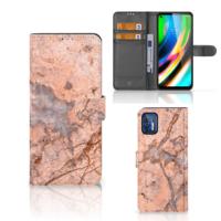 Motorola Moto G9 Plus | Bookcase | Marmer Oranje