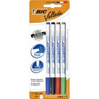 Whiteboardmarker Bic Velleda 1721 rond fijn assorti blister à 4 stuks