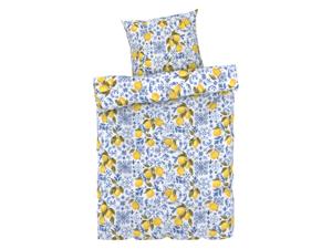 LIVARNO home Dekbedovertrek 140 x 200 cm (citroen/blauw)