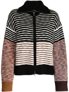 tout a coup cardigan en maille intarsia à rayures - Noir